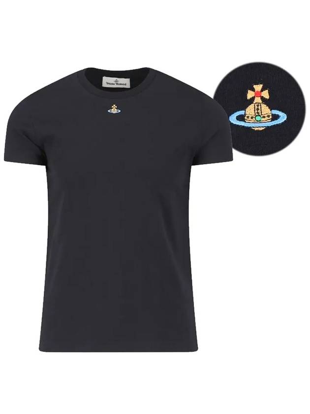 Embroided ORB Peru Short Sleeve T-Shirt Black - VIVIENNE WESTWOOD - BALAAN 3