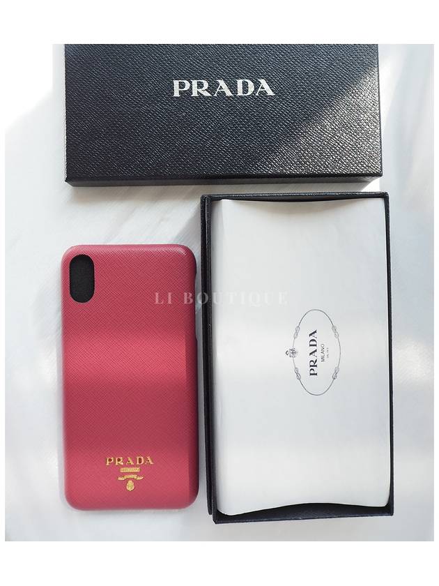 Logo Print Leather iPhone XS MAX Case Pink 1ZH083 - PRADA - BALAAN 4