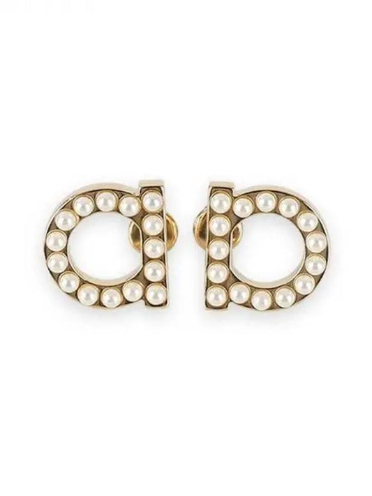 Gancini Pearl Earrings Gold - SALVATORE FERRAGAMO - BALAAN 2