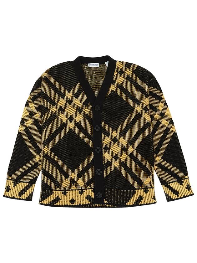 Kids Check Mesh Cotton Cardigan Yellow Black - BURBERRY - BALAAN 2