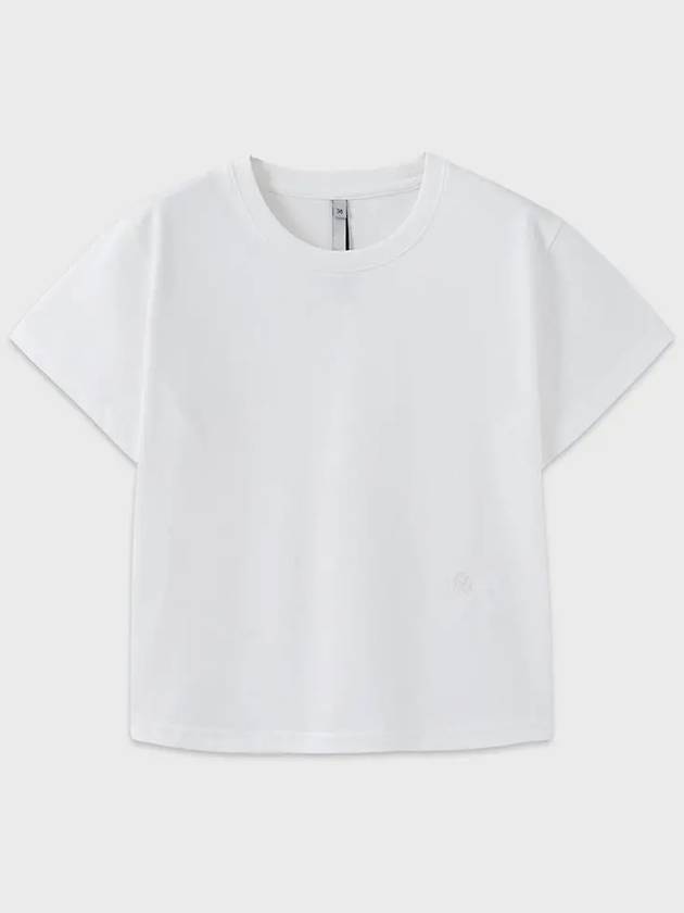 Supima Cotton Lux Crop Short Sleeve T-Shirt White - NOIRER FOR WOMEN - BALAAN 3