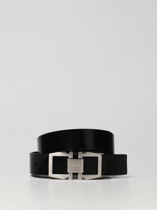 Reversible Gancini Leather Belt Black - SALVATORE FERRAGAMO - BALAAN 1