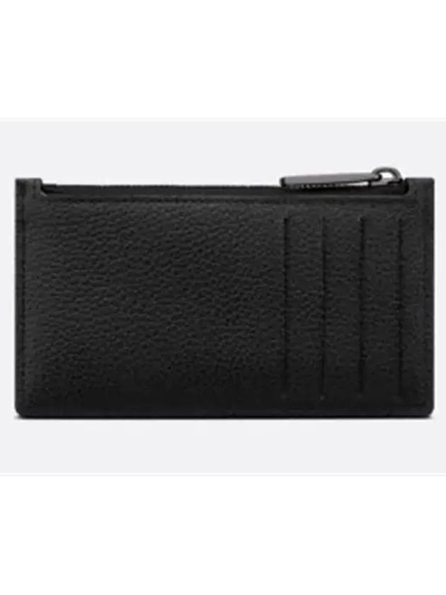 Oblique Jacquard Zipper Card Wallet Black Beige - DIOR - BALAAN 3