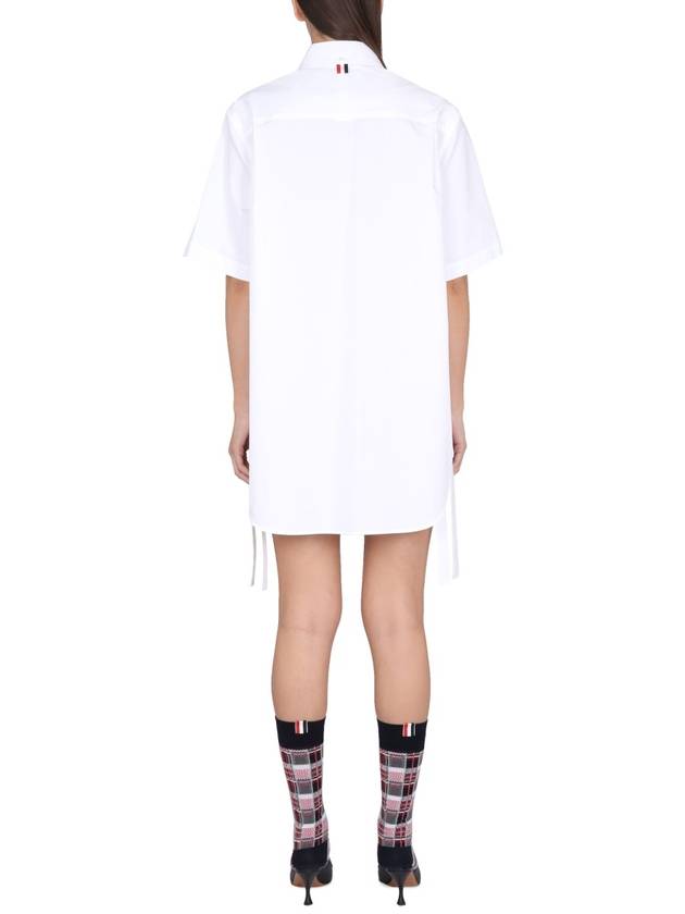 Heavy Poplin Super Size Mini Shirt Short Dress White - THOM BROWNE - BALAAN 4