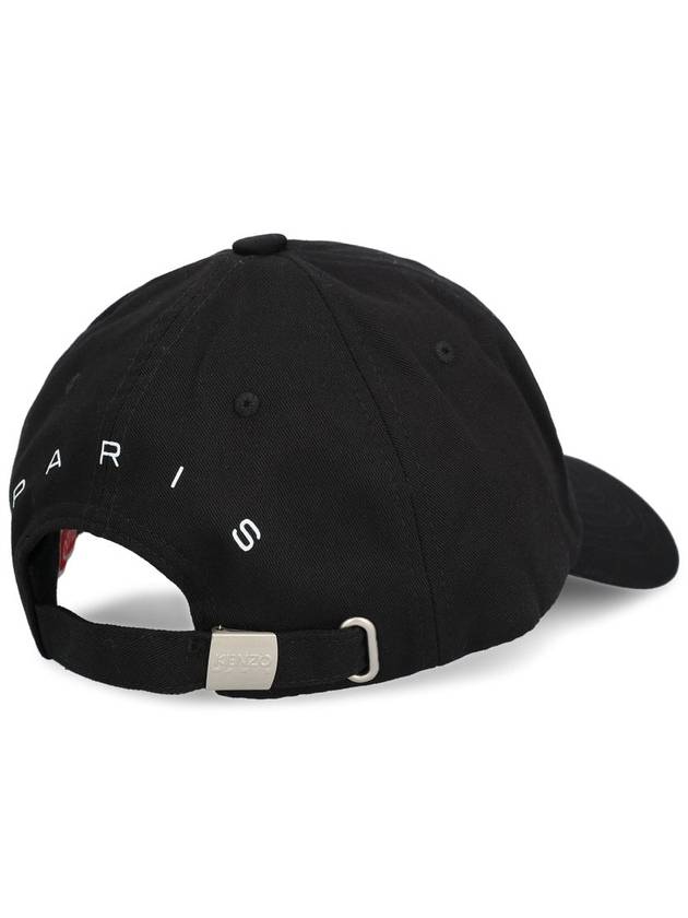 Paris Logo Print Cotton Ball Cap Black - KENZO - BALAAN 4