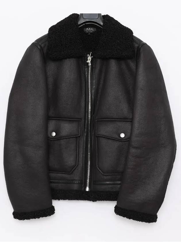 Tommy Shearing Trimming Leather Jacket Black - A.P.C. - BALAAN 4