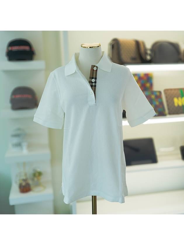 Women's Malleco Check Short Sleeve Polo Shirt White - BURBERRY - BALAAN 2