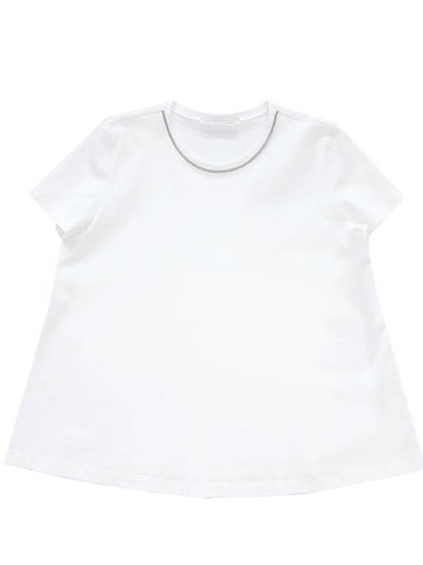 Women's Wool Monili ALine Short Sleeve TShirt White JED273W134D323 0000 - FABIANA FILIPPI - BALAAN 1