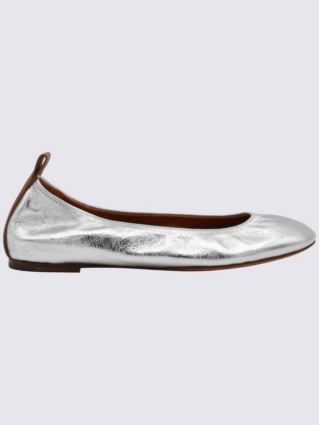 Lanvin Silver Metal Leather Ballerina Flats - LANVIN - BALAAN 1