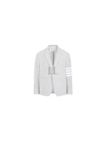 Striped Single Breasted Blazer Jacket Grey - THOM BROWNE - BALAAN 2