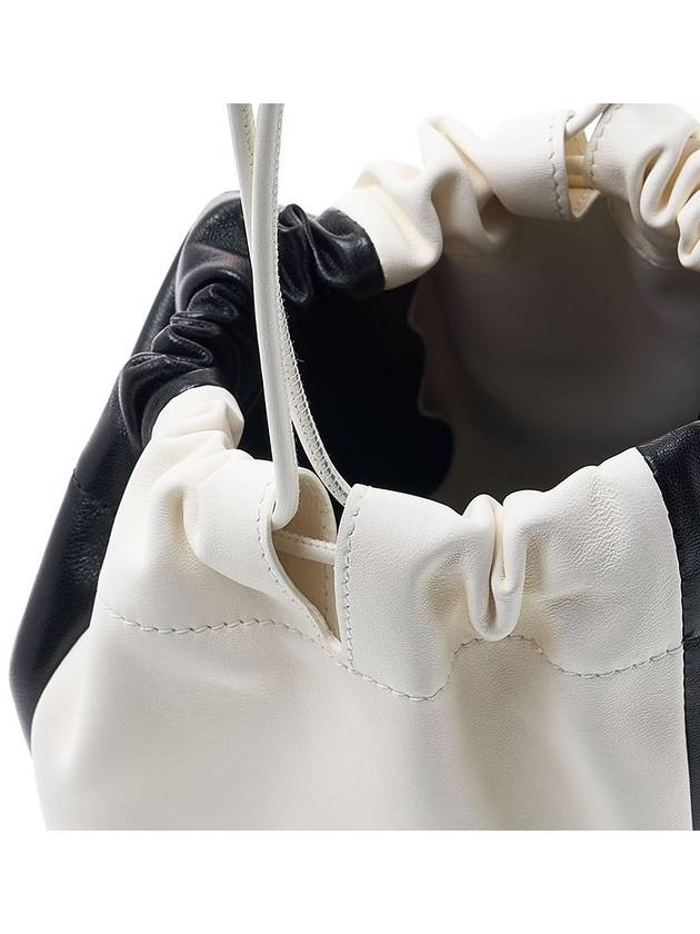 Logo Drawstring Leather Bucket Bag Black - JIL SANDER - BALAAN 9