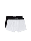 Men's Cotton Boxer Briefs White Black 2 Pack - TOM FORD - BALAAN.