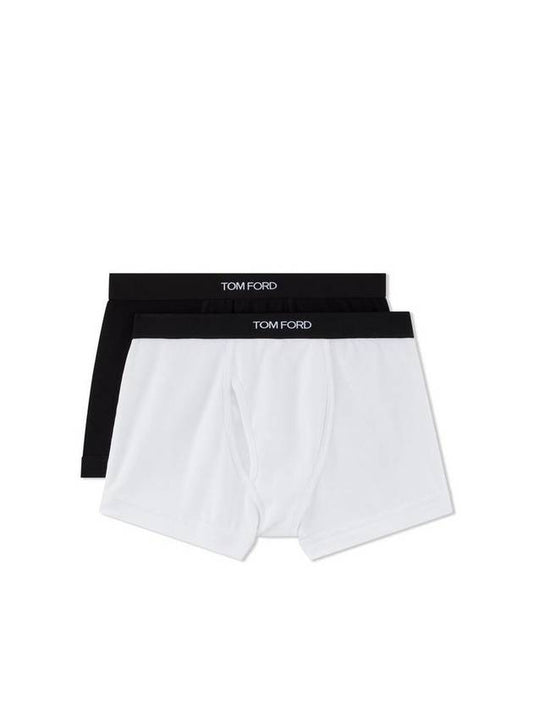 Men's Cotton Boxer Briefs White Black 2 Pack - TOM FORD - BALAAN.