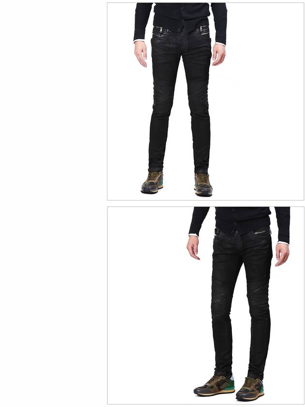 Waist Zipper Oil Washing Biker Jeans Black - BALMAIN - BALAAN 3