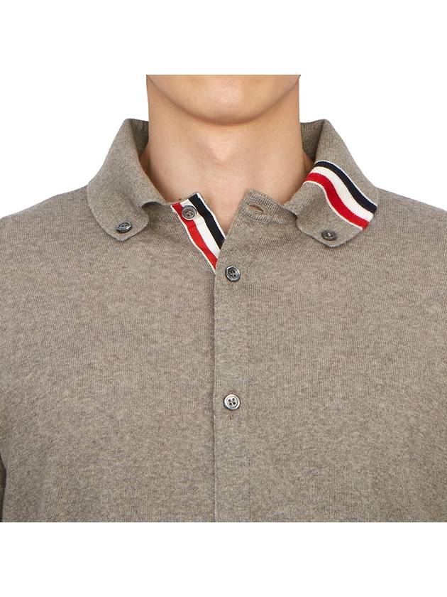 Stripe Merino Jersey Cardigan Light Grey - THOM BROWNE - BALAAN 7