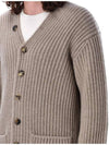 V-Neck Ribbed Cardigan Beige - BOTTEGA VENETA - BALAAN 4