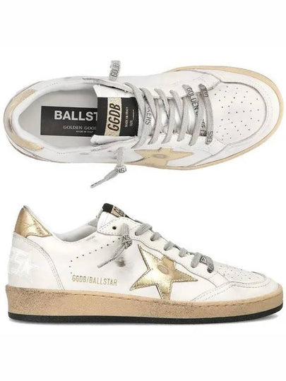 Women's Ballstar Leather Upper Laminate Star Heel Tab Low Top Sneakers Milk Gold - GOLDEN GOOSE - BALAAN 2