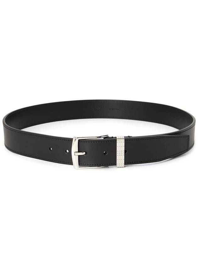 Engraved Logo Leather Belt Black - BURBERRY - BALAAN 3