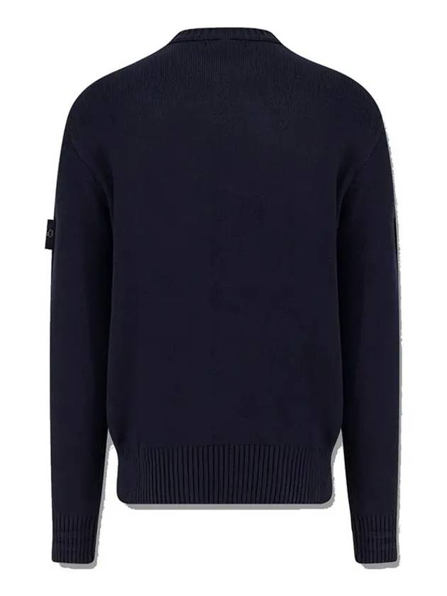 Round Neck Wappen Organic Knit Top Navy - STONE ISLAND - BALAAN 3