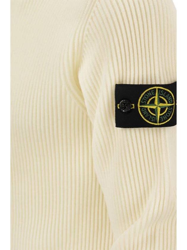 Crewneck Full Rib Wool Knit Top White - STONE ISLAND - BALAAN 5