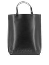 Banner Logo Embossed Tote Bag Black - GANNI - BALAAN 1