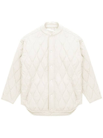 Varsity Neck Quilting Jumper Jacket White - SOLEW - BALAAN 1