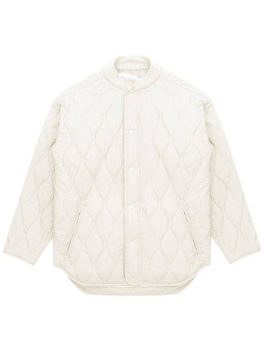 Varsity Neck Quilting Jumper Jacket White - SOLEW - BALAAN 1