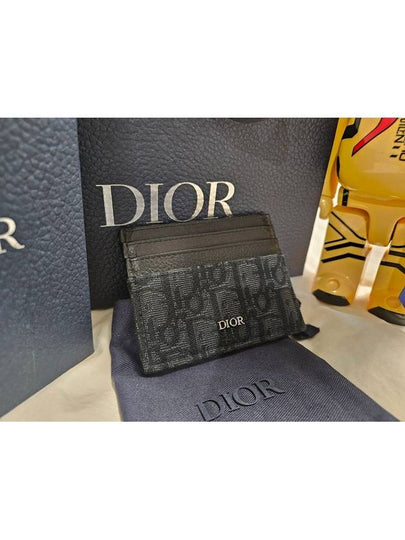 Oblique Jacquard Grain Leather Card Wallet Black - DIOR - BALAAN 2