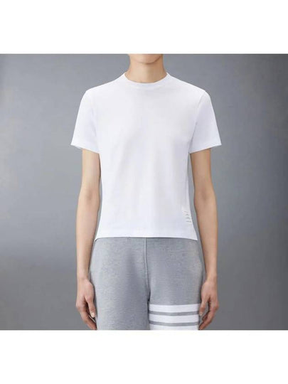 Logo Patch Lightweight Jersey Relaxed Fit Short Sleeve T-Shirt White - THOM BROWNE - BALAAN 2