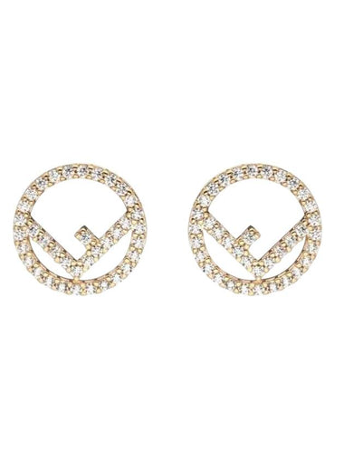 F Is Fendi Crystals Earrings Gold - FENDI - BALAAN 1