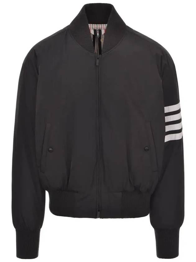 Poly Twill 4-Bar Oversized Knit Down Bomber Jacket Charcoal - THOM BROWNE - BALAAN 2