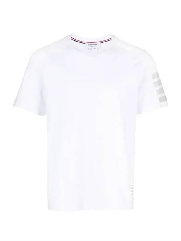 4-Bar Striped Cotton Short Sleeve T-Shirt White - THOM BROWNE - BALAAN 2