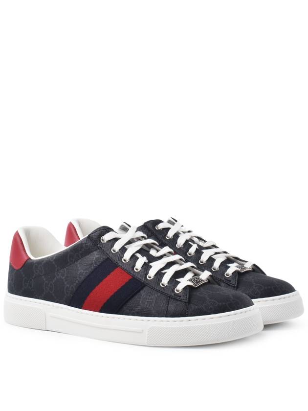 Ace Web GG Supreme Canvas Low Top Sneakers Black - GUCCI - BALAAN 2