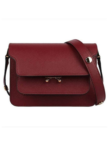 Saffiano Trunk Mini Shoulder Bag Burgundy - MARNI - BALAAN 1