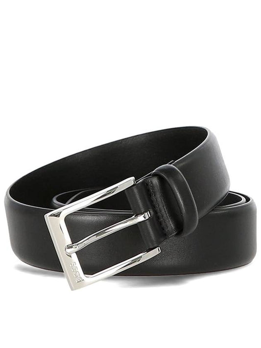 Men's Silver Tone Pin Buckle Leather Belt Black - HUGO BOSS - BALAAN 2