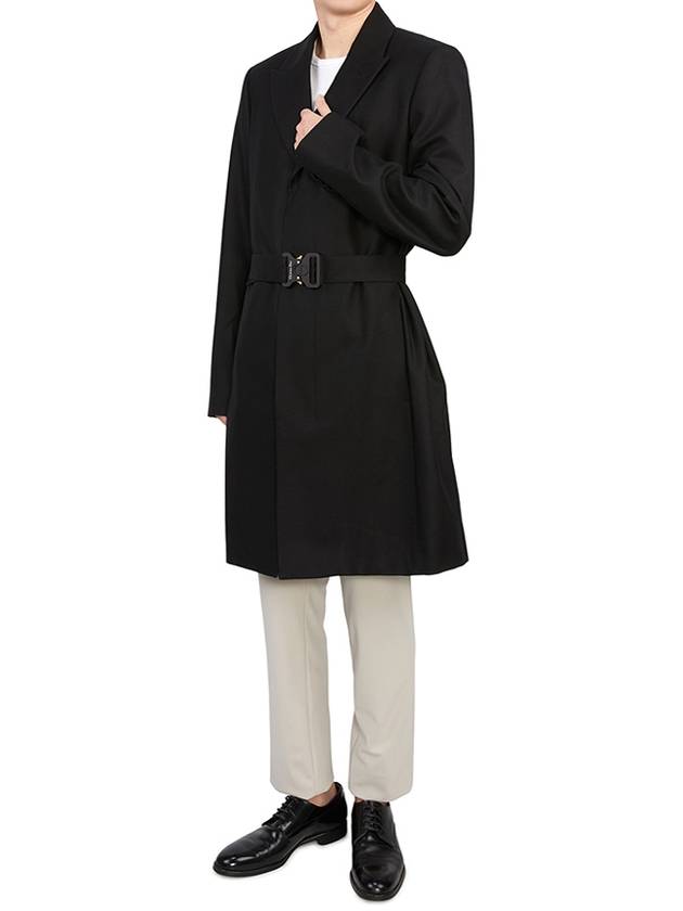 logo buckle wool single coat black - DIOR - BALAAN.