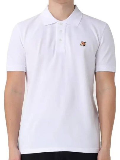 Fox Head Patch Cotton Polo Shirt White - MAISON KITSUNE - BALAAN 2