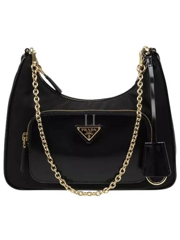 Re-Nylon Brushed Leather Mini Bag Black - PRADA - BALAAN 2