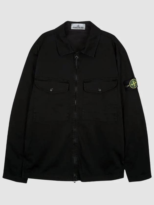 Wappen Patch Shirt Zip-Up Jacket Black - STONE ISLAND - BALAAN 2