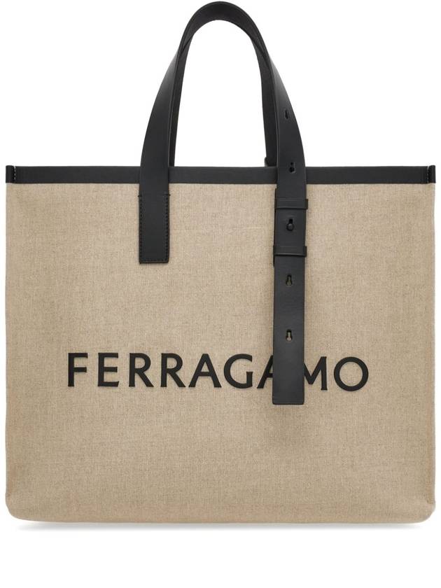 Signature Canvas Tote Bag Natural - SALVATORE FERRAGAMO - BALAAN 2