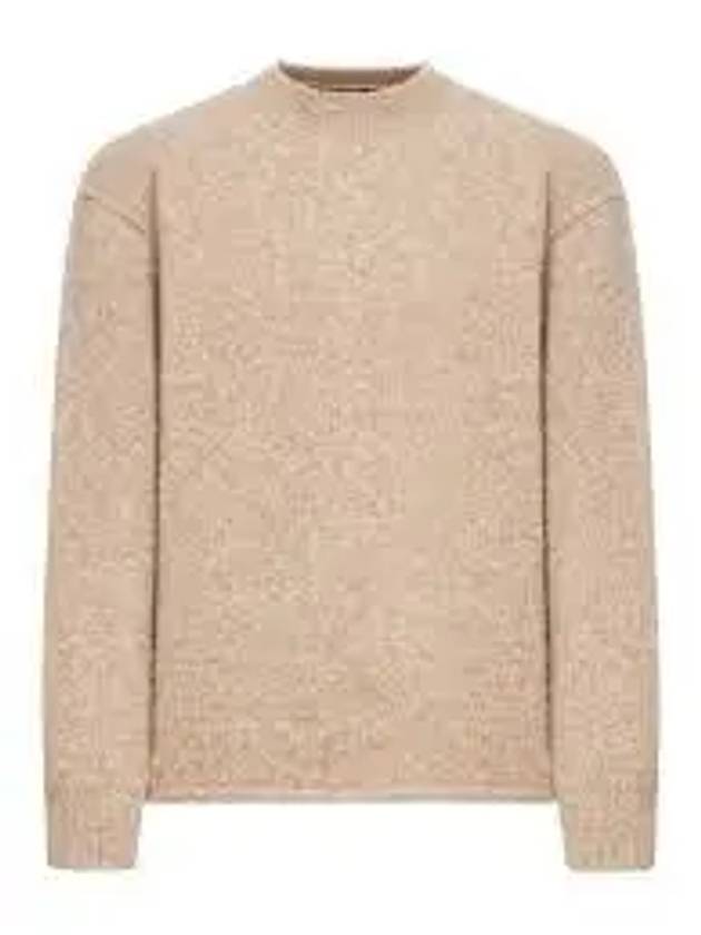 Le Pull Logo Crew Neck Alpaca Wool Knit Top Beige - JACQUEMUS - BALAAN 2