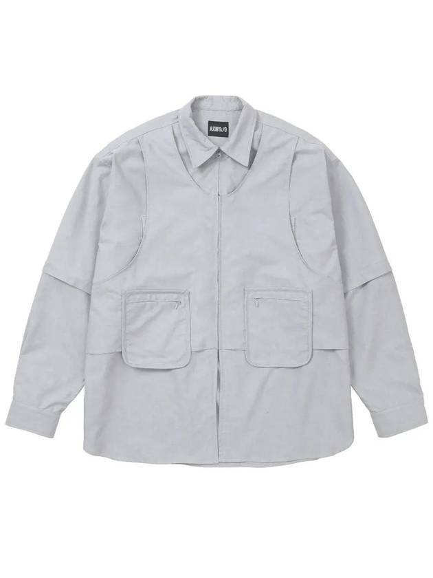 Layered Vest Oxford Shirt LIGHT GRAY - AJOBYAJO - BALAAN 1