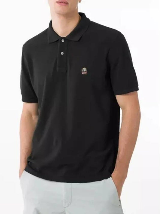 Logo Patch Cotton Short Sleeve Polo Shirt Black - PARAJUMPERS - BALAAN 2