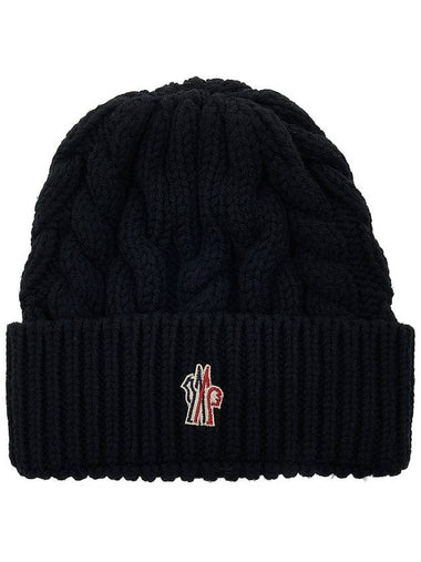 Grenoble Logo Patch Beanie 3B00014 M1172 999 - MONCLER - BALAAN 1