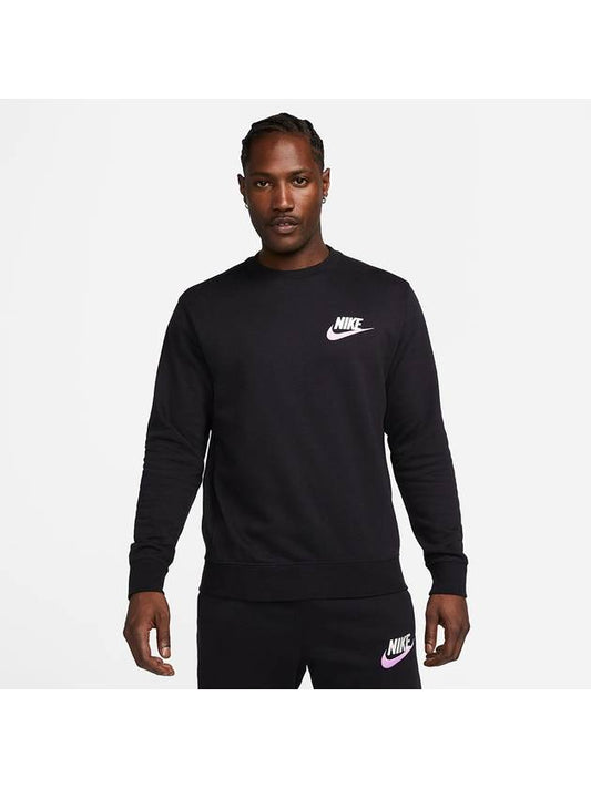 Men's Club French Terry Crew Long Sleeve T-Shirt Black - NIKE - BALAAN 1