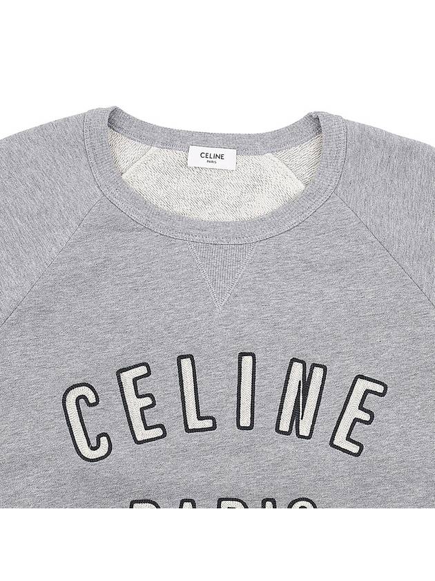 Paris Loose Cotton Fleece Man To Man Grey Melange - CELINE - BALAAN 4