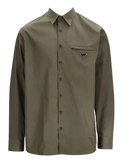 Cotton Long Sleeve Shirt Military Green - PRADA - BALAAN 2