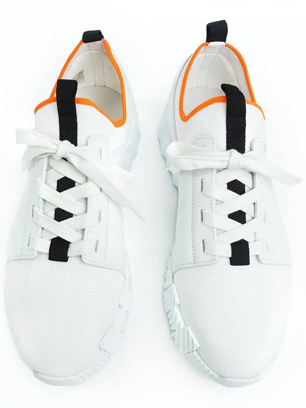 Depart Knit Calfskin Low Sneakers Blanc - HERMES - BALAAN 3