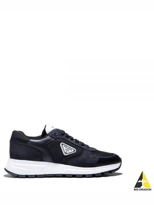 Nubuck Nylon Low Top Sneakers Black - PRADA - BALAAN 2