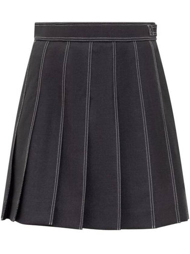 Short Pleated Skirt Navy - THOM BROWNE - BALAAN 1